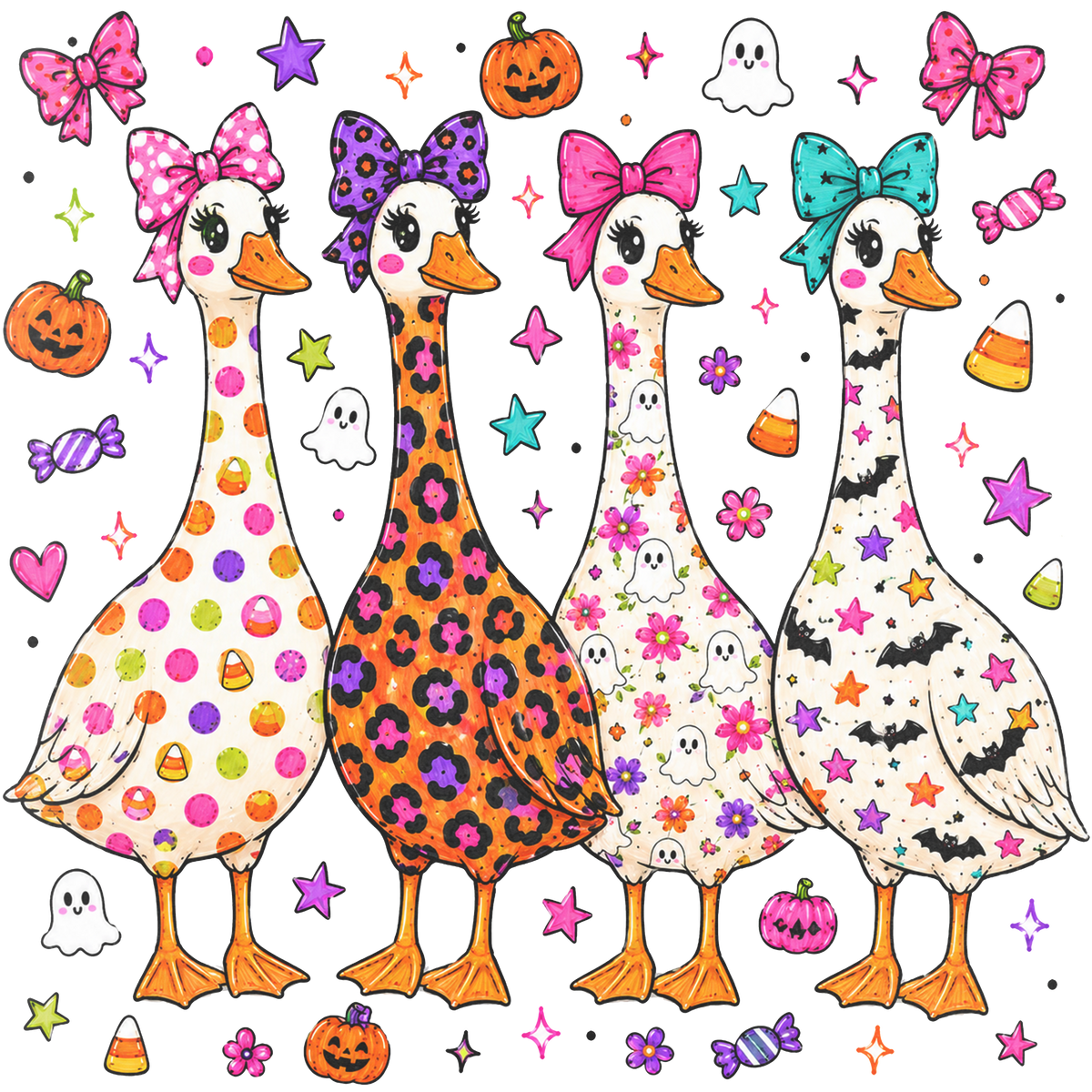 Halloween Goose Bows Print