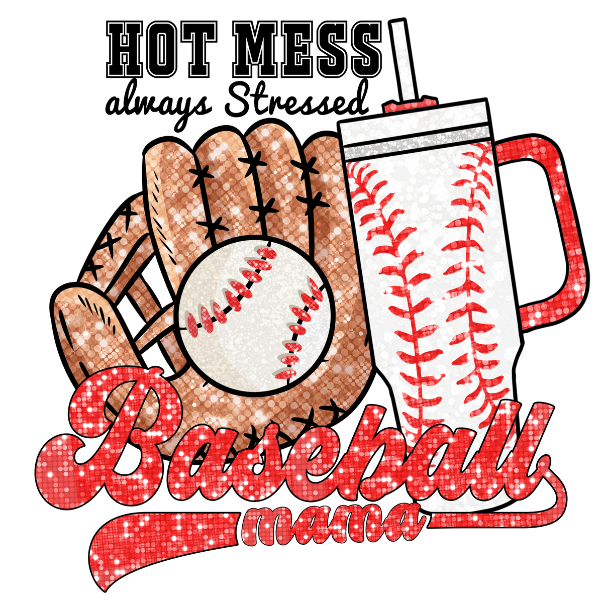 Baseball Mama Glove and Tumbler Print