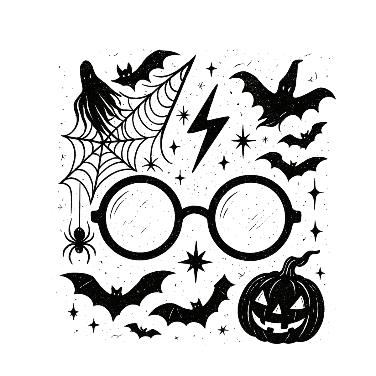 Spooky Glasses Bats and Webs Print
