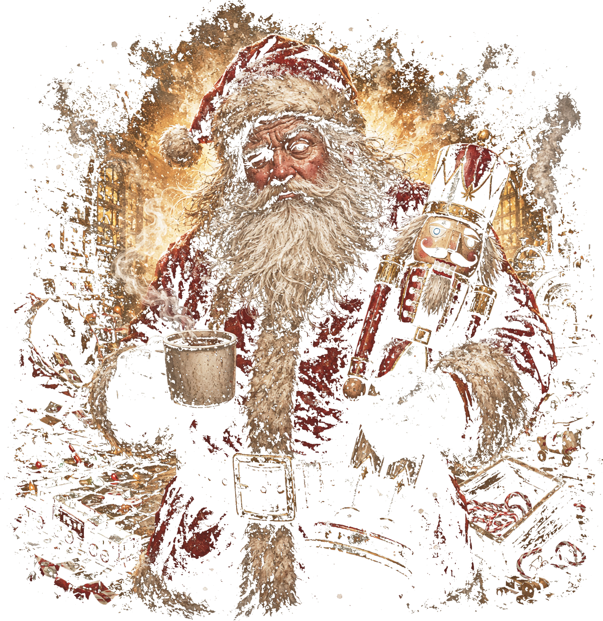Grumpy Santa Nutcracker Print