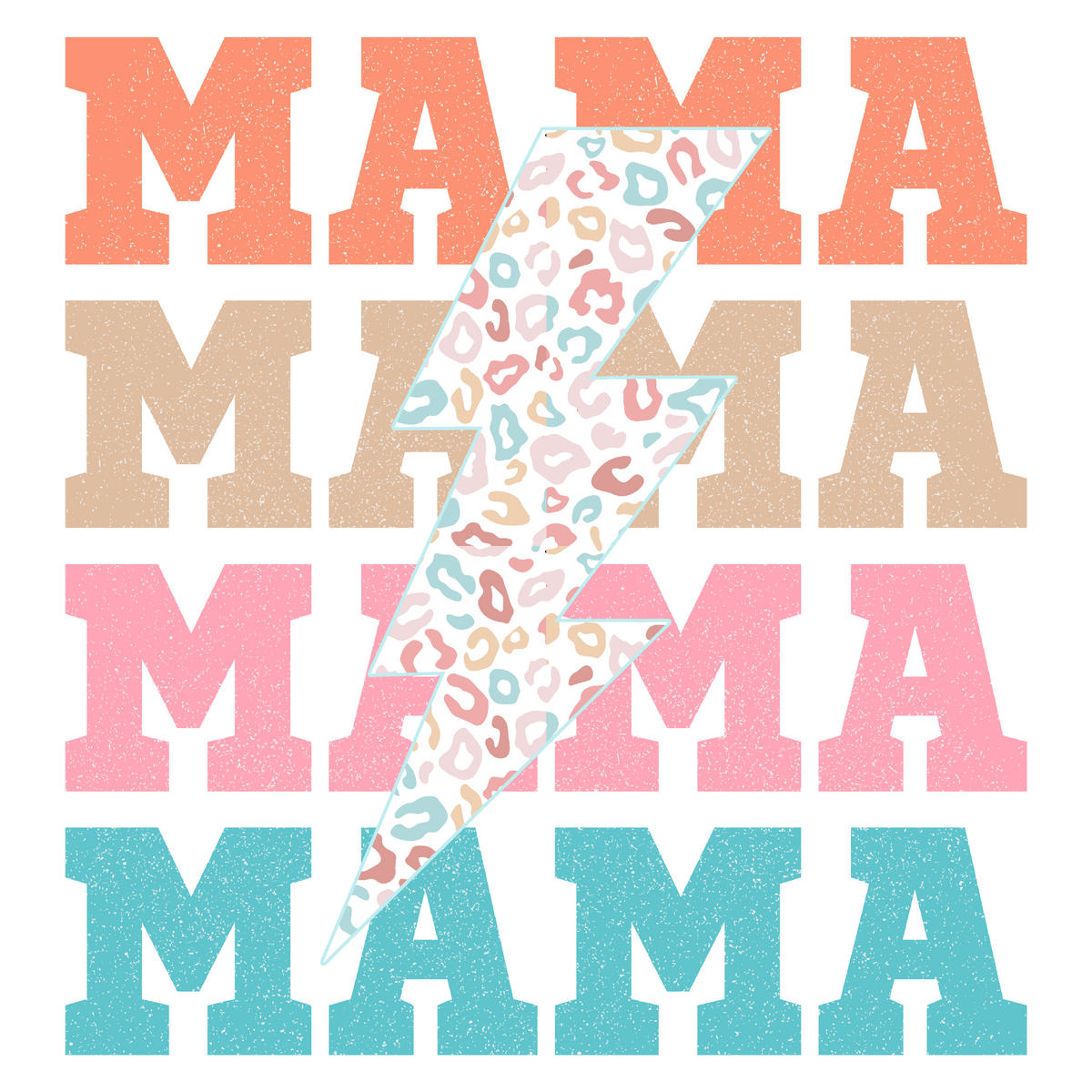 Pastel Leopard Lightning Stacked Mama Print