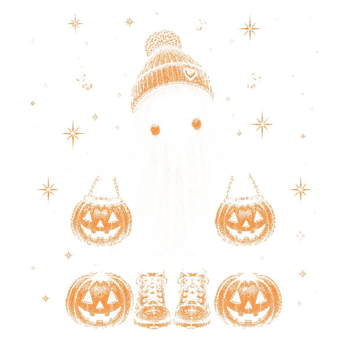 Ghost Beanie Pumpkin Pails Print