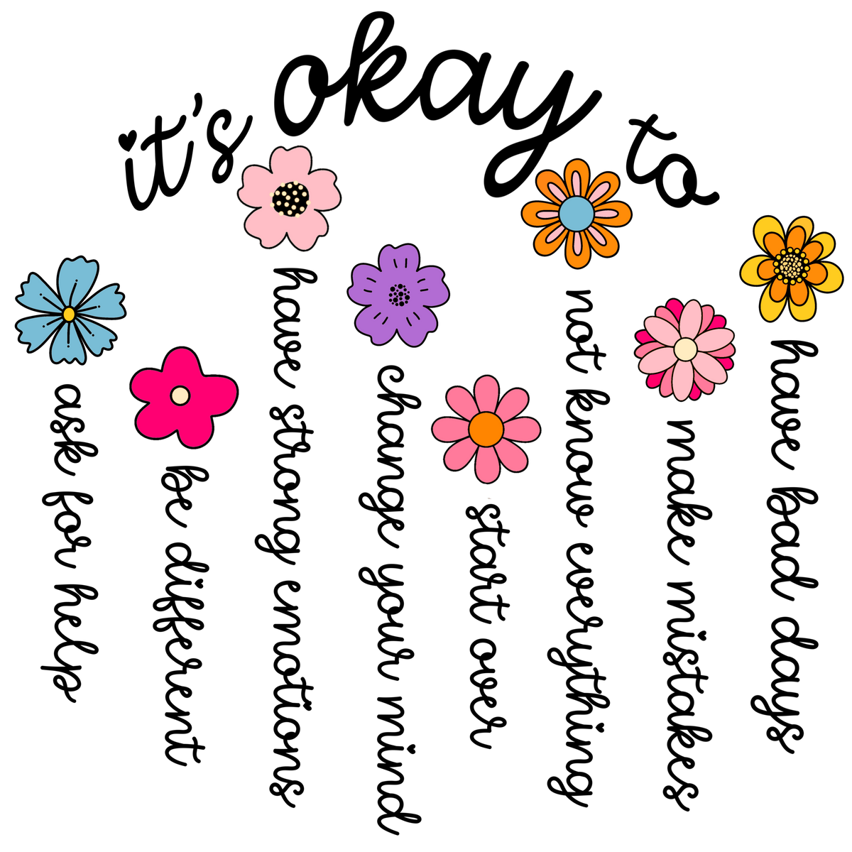 It's Okay To Flowers Print