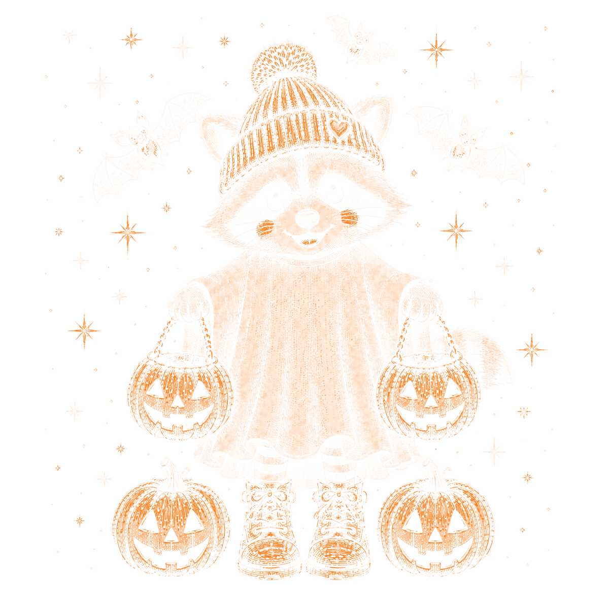 Raccoon Ghost Costume Print