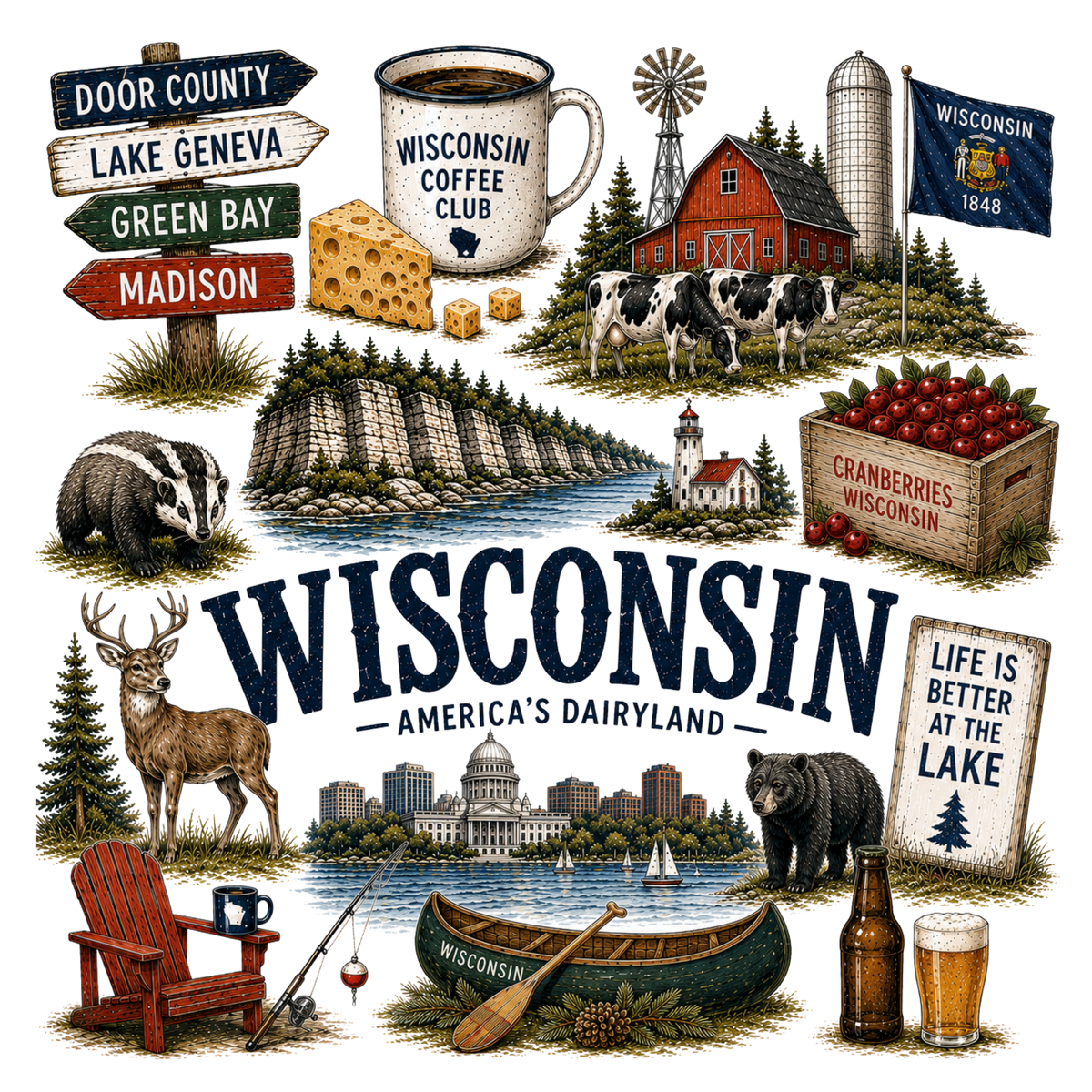 Wisconsin Favorites Collage Print