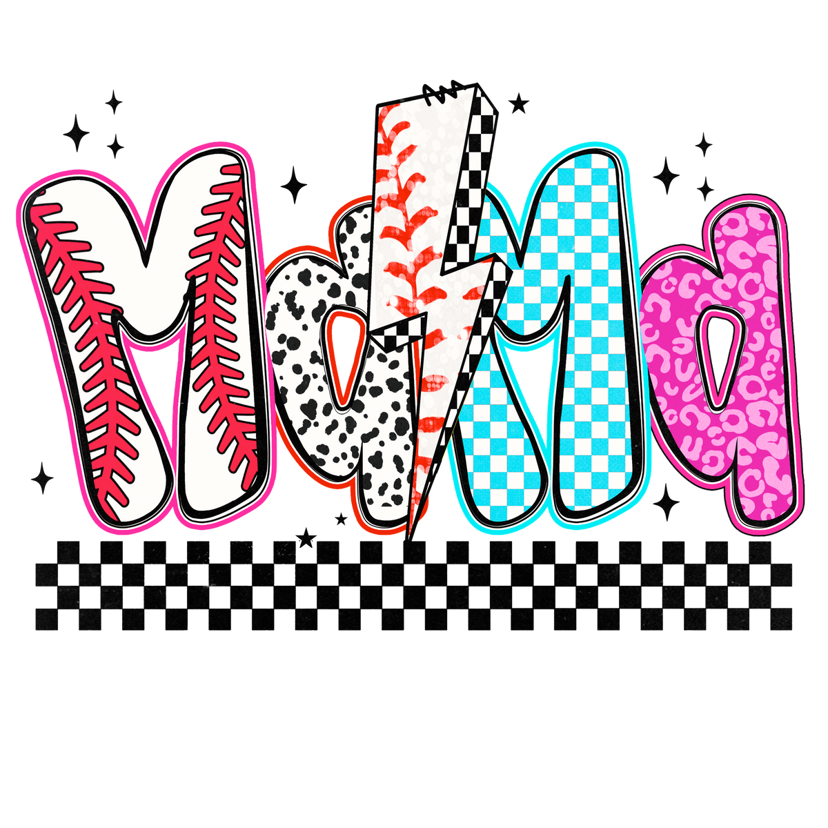 Baseball Mama Bright Patterns Print