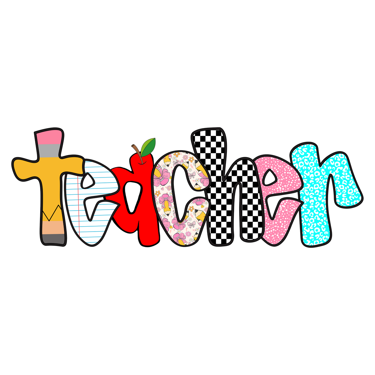 Teacher School Patterns Print