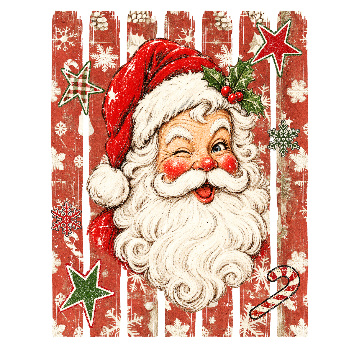 Winking Santa Plank Print